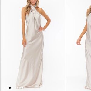 Show Me Your MuMu Satin Halter Maxi Dress